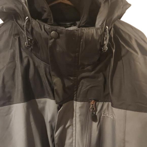 L.L Bean Rugged Ridge Parka Black & Gray Removable Hoodie Men's L Weatherproof - Picture 4 of 8